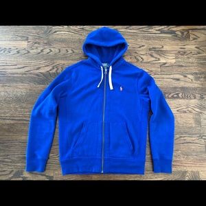 Sz M Polo Ralph Lauren Blue Full Zip Hoodie Fleece